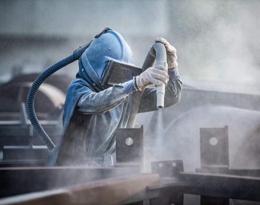 Abrasive sandblasting work